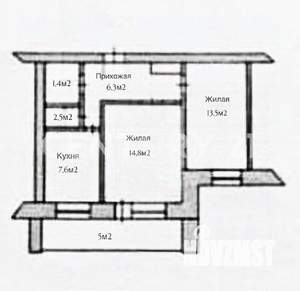 2-к квартира, вторичка, 51м2, 9/9 этаж