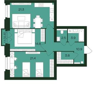 2-к квартира, вторичка, 79м2, 5/9 этаж