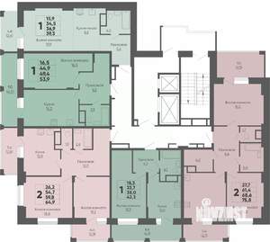 2-к квартира, вторичка, 65м2, 16/16 этаж