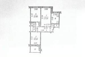 3-к квартира, вторичка, 71м2, 4/9 этаж