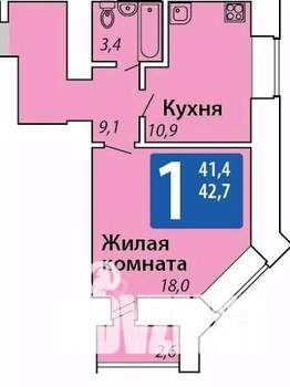 1-к квартира, вторичка, 43м2, 15/16 этаж