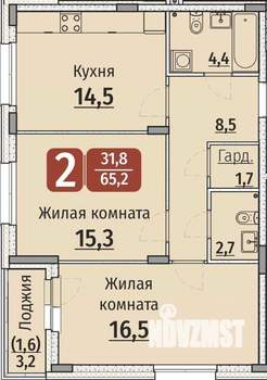 2-к квартира, вторичка, 67м2, 1/9 этаж