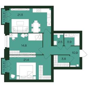 2-к квартира, вторичка, 79м2, 6/9 этаж