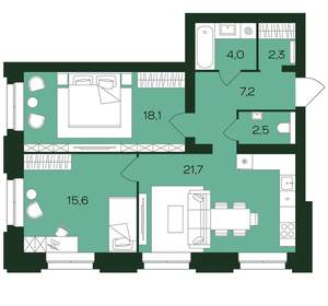 2-к квартира, вторичка, 71м2, 2/9 этаж
