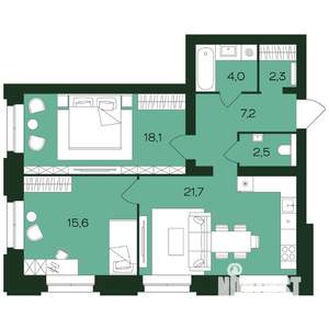 2-к квартира, вторичка, 71м2, 2/9 этаж
