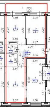 2-к квартира, вторичка, 68м2, 9/14 этаж