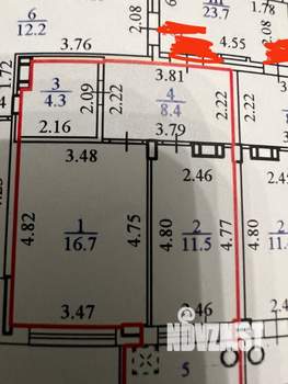 1-к квартира, вторичка, 44м2, 8/9 этаж