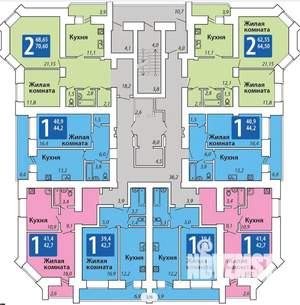 2-к квартира, вторичка, 64м2, 5/16 этаж