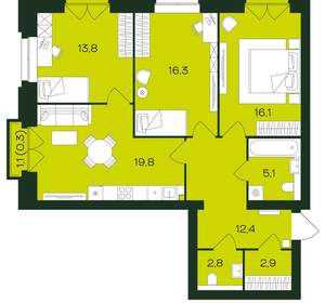 3-к квартира, вторичка, 90м2, 3/9 этаж