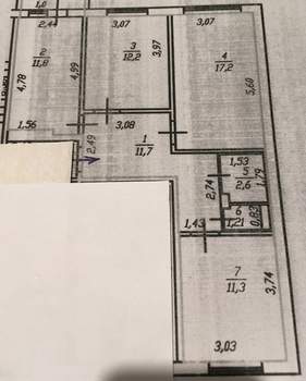 3-к квартира, вторичка, 69м2, 6/9 этаж