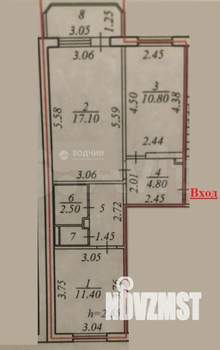 2-к квартира, вторичка, 56м2, 4/9 этаж