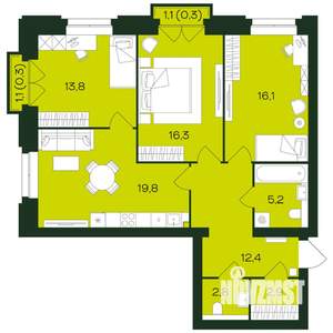 3-к квартира, вторичка, 90м2, 6/9 этаж