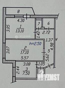 2-к квартира, вторичка, 53м2, 6/10 этаж