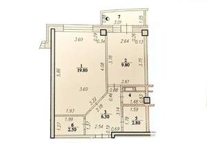 1-к квартира, вторичка, 45м2, 3/9 этаж