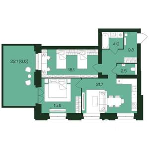 2-к квартира, вторичка, 78м2, 1/9 этаж