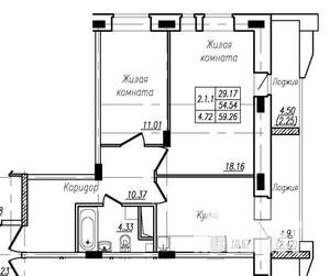 2-к квартира, вторичка, 59м2, 9/17 этаж