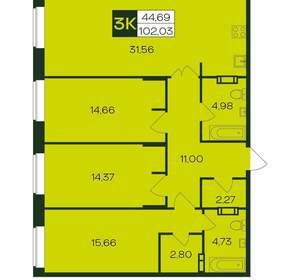 3-к квартира, вторичка, 103м2, 12/12 этаж