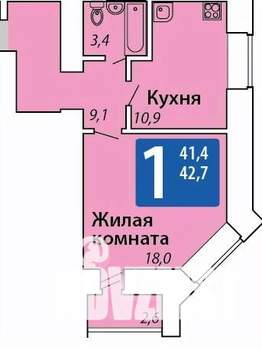 1-к квартира, вторичка, 43м2, 10/16 этаж