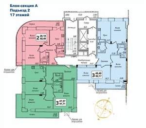 3-к квартира, строящийся дом, 82м2, 8/16 этаж