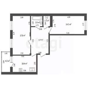 2-к квартира, вторичка, 59м2, 9/9 этаж