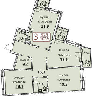 3-к квартира, вторичка, 112м2, 3/8 этаж