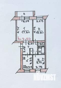 3-к квартира, вторичка, 59м2, 5/5 этаж