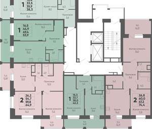 2-к квартира, вторичка, 65м2, 12/16 этаж