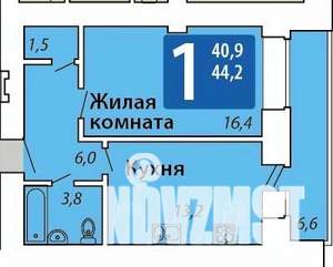 1-к квартира, вторичка, 44м2, 13/16 этаж
