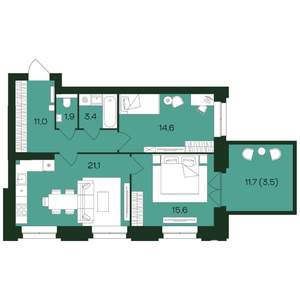 2-к квартира, вторичка, 71м2, 1/9 этаж
