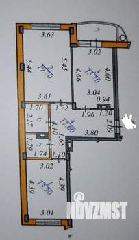 2-к квартира, вторичка, 66м2, 6/9 этаж