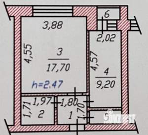 1-к квартира, вторичка, 35м2, 3/9 этаж