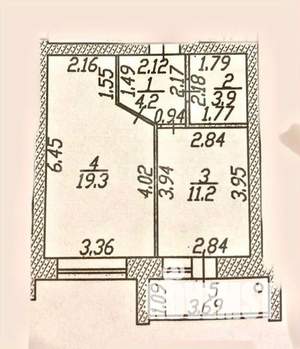 1-к квартира, вторичка, 39м2, 7/7 этаж