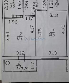 1-к квартира, вторичка, 42м2, 8/10 этаж