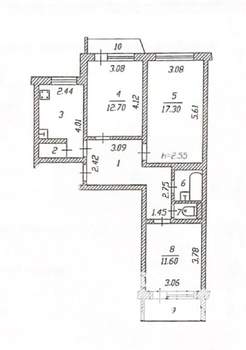 3-к квартира, вторичка, 73м2, 8/9 этаж