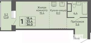 Студия квартира, строящийся дом, 36м2, 12/16 этаж