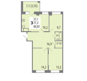 3-к квартира, вторичка, 81м2, 14/15 этаж