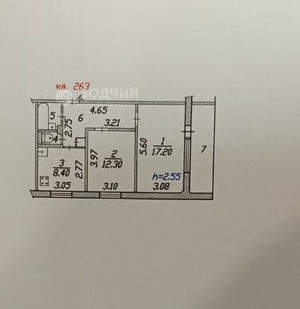 2-к квартира, вторичка, 50м2, 3/9 этаж