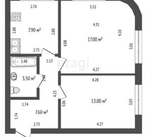 2-к квартира, вторичка, 49м2, 5/7 этаж