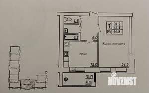 1-к квартира, вторичка, 43м2, 1/10 этаж