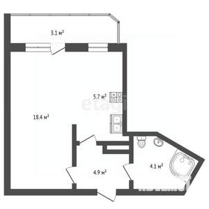 1-к квартира, вторичка, 36м2, 15/15 этаж