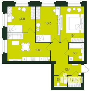 3-к квартира, вторичка, 89м2, 2/9 этаж