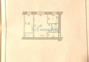 2-к квартира, вторичка, 41м2, 1/5 этаж