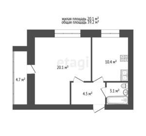 1-к квартира, вторичка, 39м2, 5/9 этаж