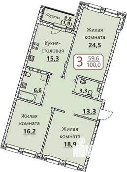 3-к квартира, вторичка, 100м2, 2/8 этаж