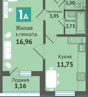 1-к квартира, вторичка, 40м2, 7/17 этаж