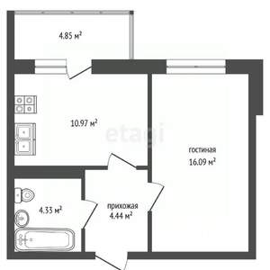 1-к квартира, вторичка, 41м2, 3/10 этаж