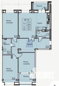 3-к квартира, вторичка, 117м2, 3/6 этаж