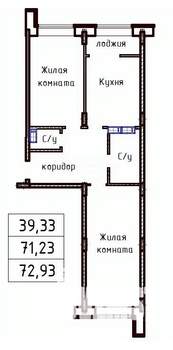 2-к квартира, вторичка, 73м2, 9/16 этаж