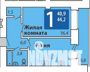 1-к квартира, вторичка, 44м2, 14/16 этаж