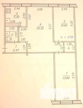 3-к квартира, вторичка, 58м2, 1/5 этаж